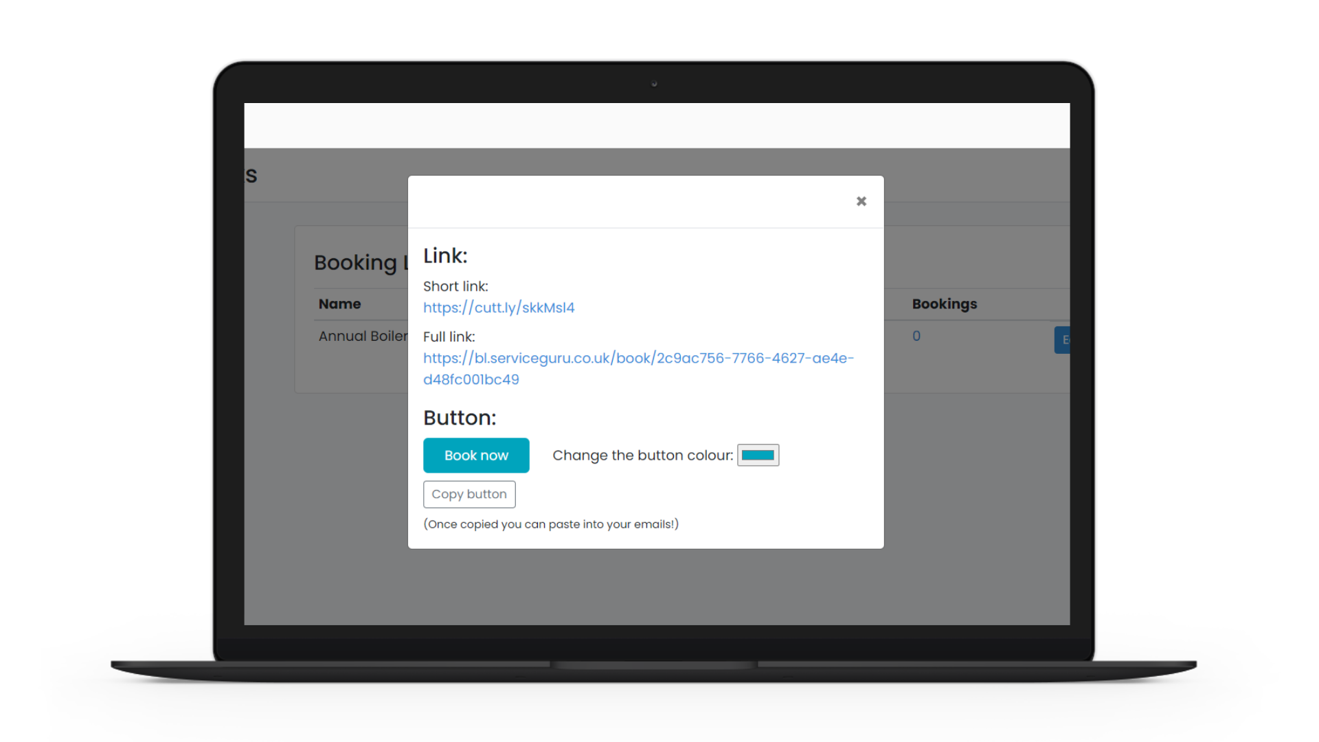 Booking Links screenshot